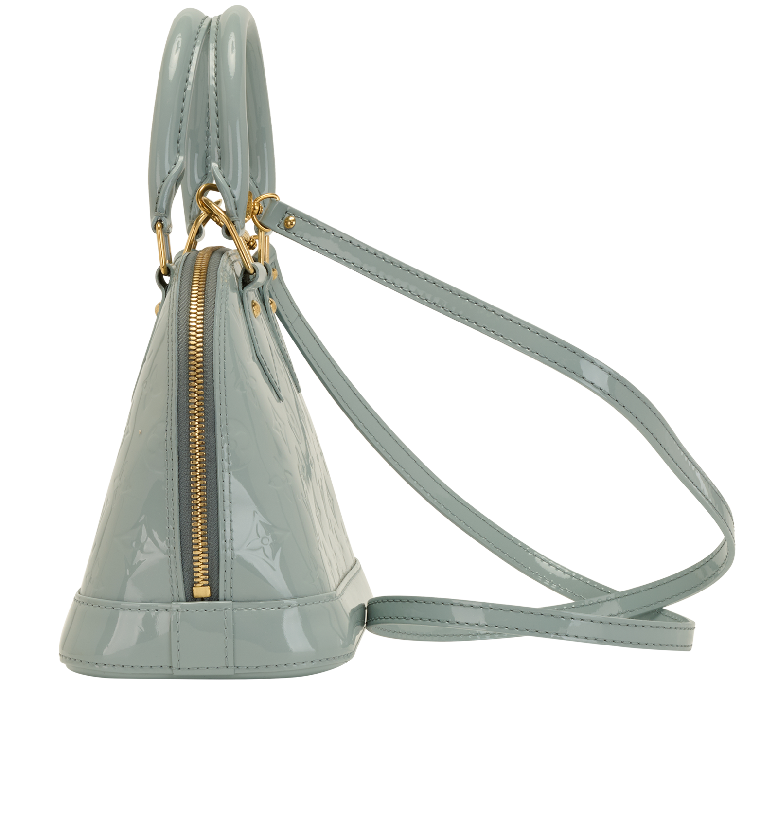 Alma BB, &pound;1,100, Handbags, Blue, Patent Leather, Bottom view